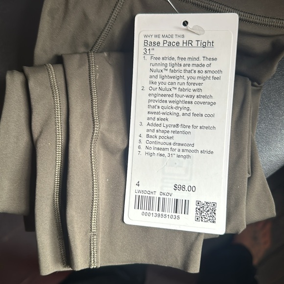 Lululemon Base Pace 31” High Rise Tight Dark Olive NWT - Picture 3 of 3